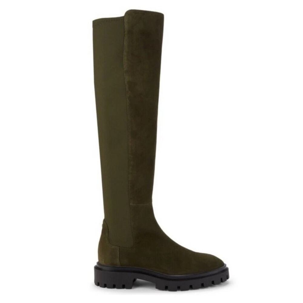 Stuart Weitzman Olive Knee High Lug Boots Stretch Shaft Combat EU 35.5 US 5B